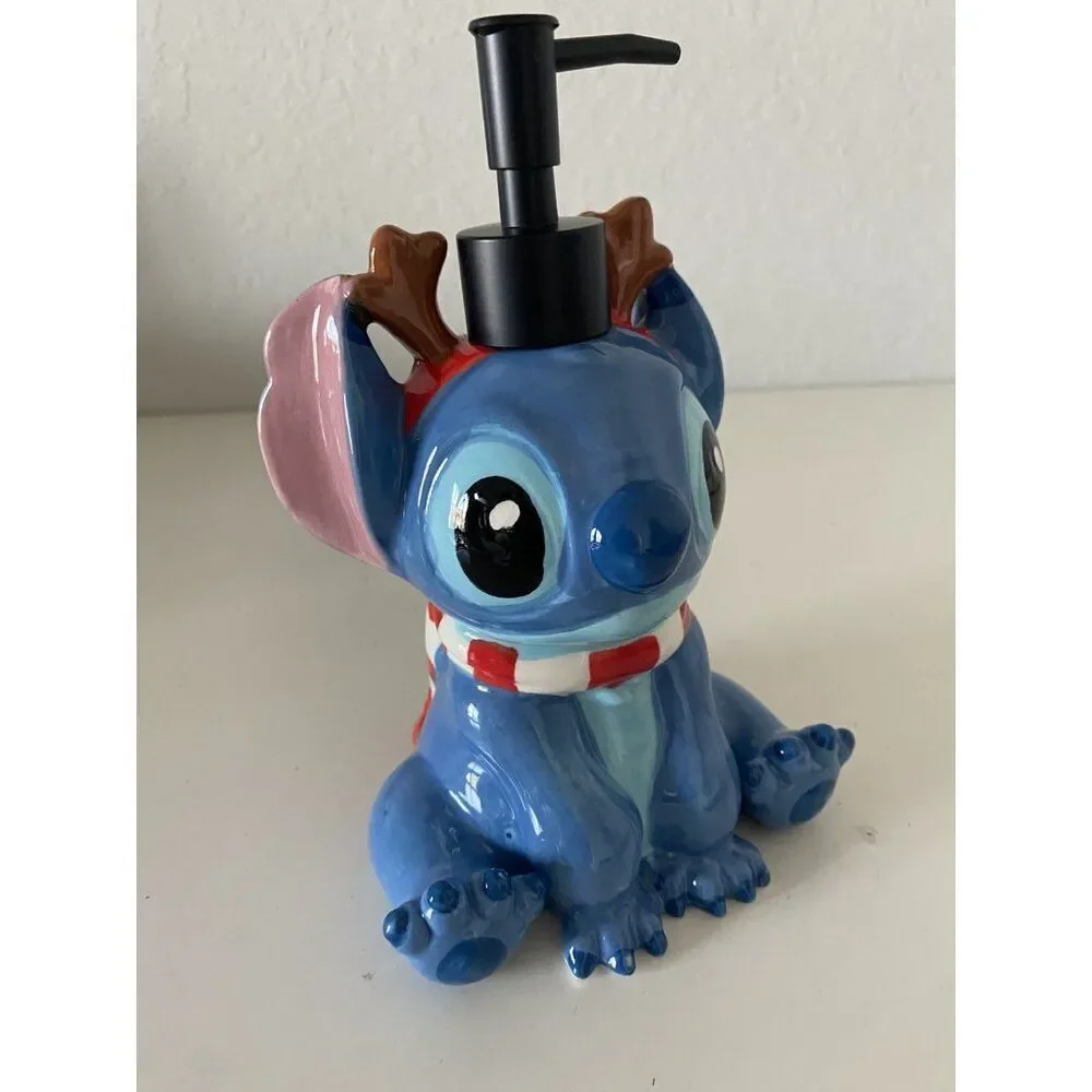 Disney Stitch With Antlers and Scarf Christmas Holiday Soap Lotion Dispenser NEW